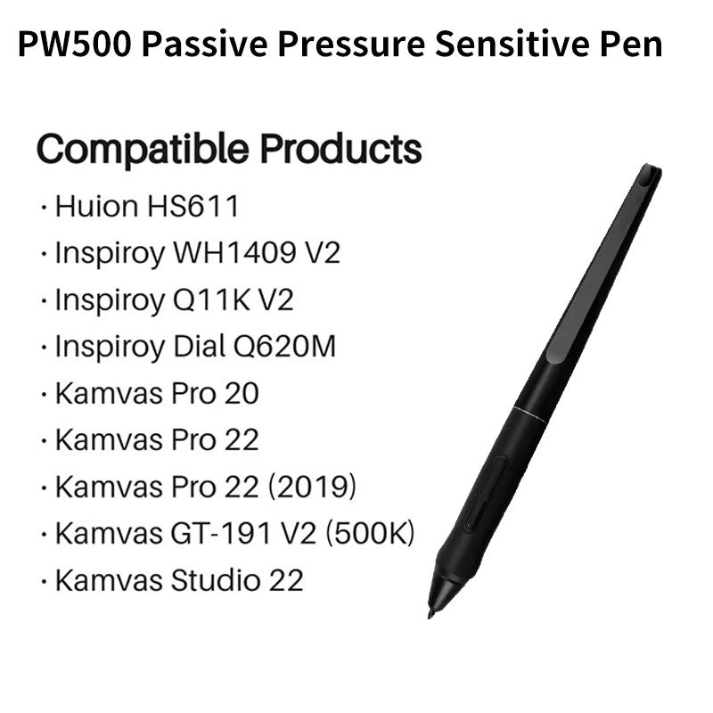 PW500 Battery-free stylus for KAMVAS GT-191V2 / KAMVAS PRO 20/ 22 and Inspiroy Q11KV2 / WH1409V2 /Q620M